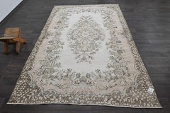 Oushak Turkish Vintage Rug 5×9 Kilim Rug Anatolian Handmade Boho Decor BEIGE