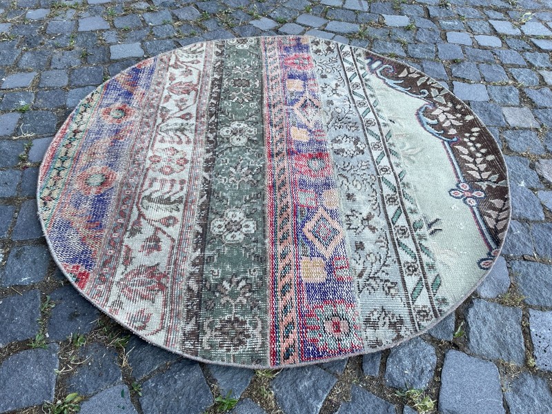 Home Decor Rug, Turkish Vintage Rug, Boho Decor Rug, 3,8 x 3,8 ft gallery