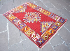 Turkish Rug 49” x 73” Vintage Hand-knotted Rug Canakkale Rug TERRIFIC Wool Rug