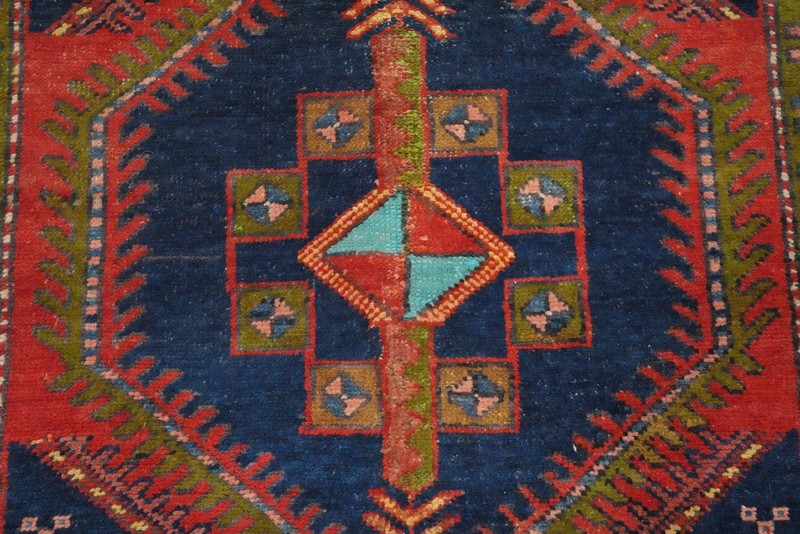 Vintage Geometric Rust Wool Hand-knotted 10 ft Runner Rug Tribal Carpet 4x10 gallery