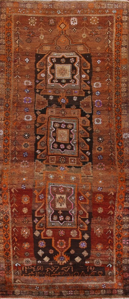 Semi-antique Geometric Lori 12 ft. Runner Rug Hand-knotted Wool 4x12