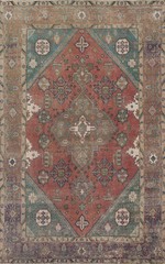 Floral Red/ Dark Brown Traditional Living Room Area Rug Semi-Antique Carpet 7×10