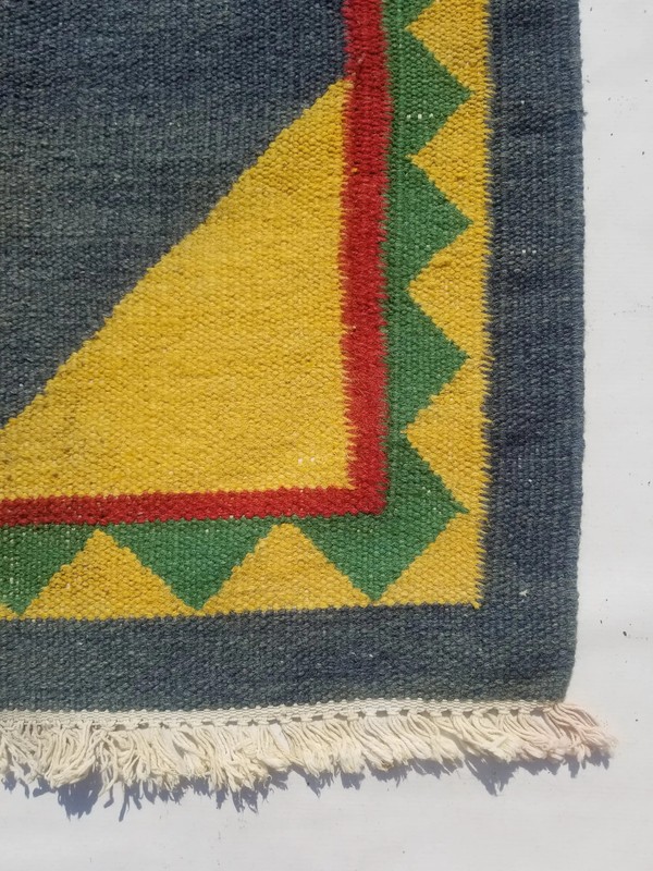 Distressed Vintage Handmade Traditional Geometric Multicolor Kilim Rug 6.2x4.6ft gallery