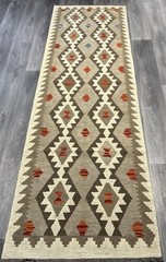 Handmade Kilim Runner wool natural colours Afghan Traditional 285cmx86cm