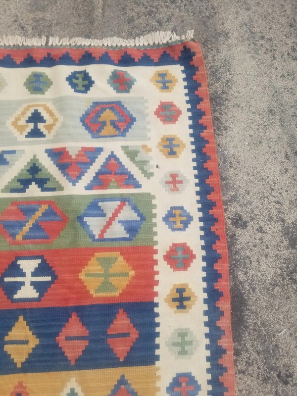 Distressed Fine Vintage Traditional Handmade Afghan Wool Kilim 3.9x2.8 ft gallery