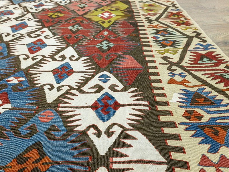 Antique Turkish Kilim Rug 6' × 14'5" ft – Konya Tribal Wool Collectible Piece gallery