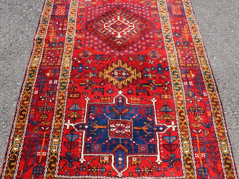 S Antique Vintage Caucasian Heris 3'10 x 14'10 Handmade Wool Runner Rug 4 x 15 gallery