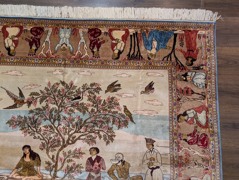 Sino Per'sian Silk Pictorial Rug 6x8, Very Fine 650 KPSI gallery