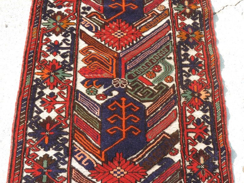 3x12ft. Gul E Burgista Pile and Flatweave Wool Runner gallery