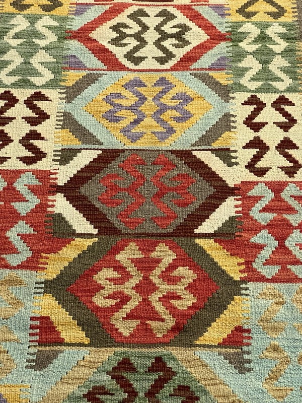 Handmade Kilim Runner wool natural colours Afghan Traditional 288cmx88cm gallery