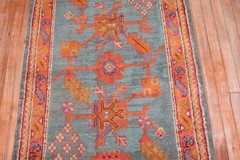 Antique Teal Turkish Oushak Ushak Rug Runner Size 3’x12′
