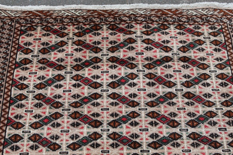 Old Traditional Hand Made Oriental Turkoman Rugs Wool Brown Small Rug 128x104cm gallery