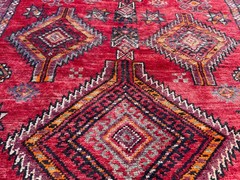 RED ANTIQUE RUG 5×10 HAND-KNOTTED oriental geometric tribal vintage HANDMADE 6×9