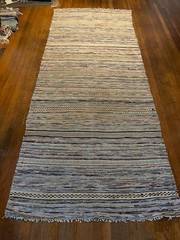 Very Hard To FIND Antique Swedish Hand Made Rag Rug (41.5 x 105 inches) LARGE