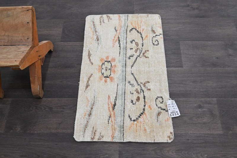 Oushak Turkish Doormat Rug 1x2 BEIGE Anatolian Handmade Vintage Small Kilim Rug gallery