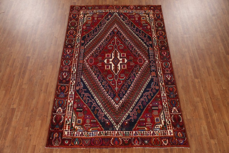 Vintage Room Size Area Rug 6x10 Rust Red Wool Tribal Geometric Classic Carpet gallery