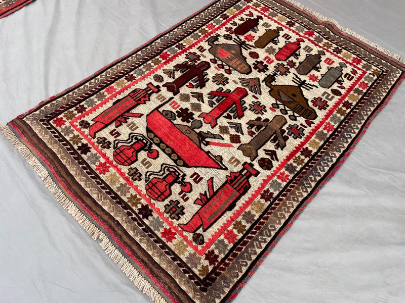 2'11x4'4 Ft Vintage Afghan Baluchi Inspired Tribal Pictorial Kilim Area Rug gallery