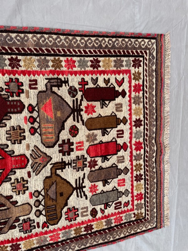 2'11x4'4 Ft Vintage Afghan Baluchi Inspired Tribal Pictorial Kilim Area Rug gallery