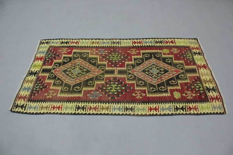 Cappadocia Handwoven Kilim Area Rug Anatolian Ethnic Vintage Wool Carpet 4x6 ft gallery