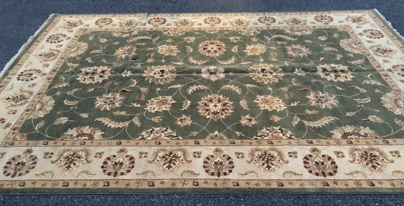Handmade In India Chobi Design Green Area Rug 10'x14' Floral Pattern 100% Wool gallery