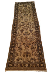 HAMEDAN runner, All-Over Floral design Brown Beige – 2’10” x 8’4″