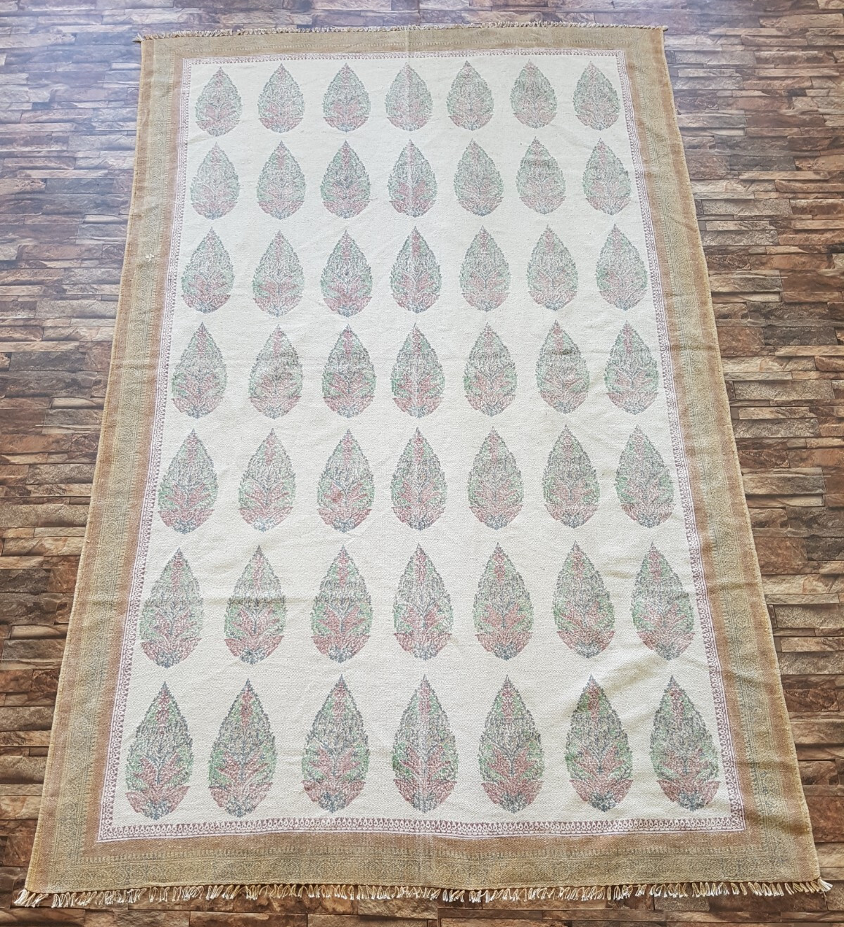 Vintage Handmade Turkish Botanical Wool Kilim Rug 236x152 cm gallery