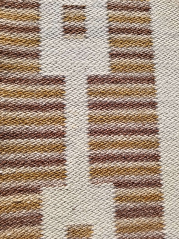 Vintage Traditional Handmade Swedish Wool Multicolor Kilim 203x132cm gallery