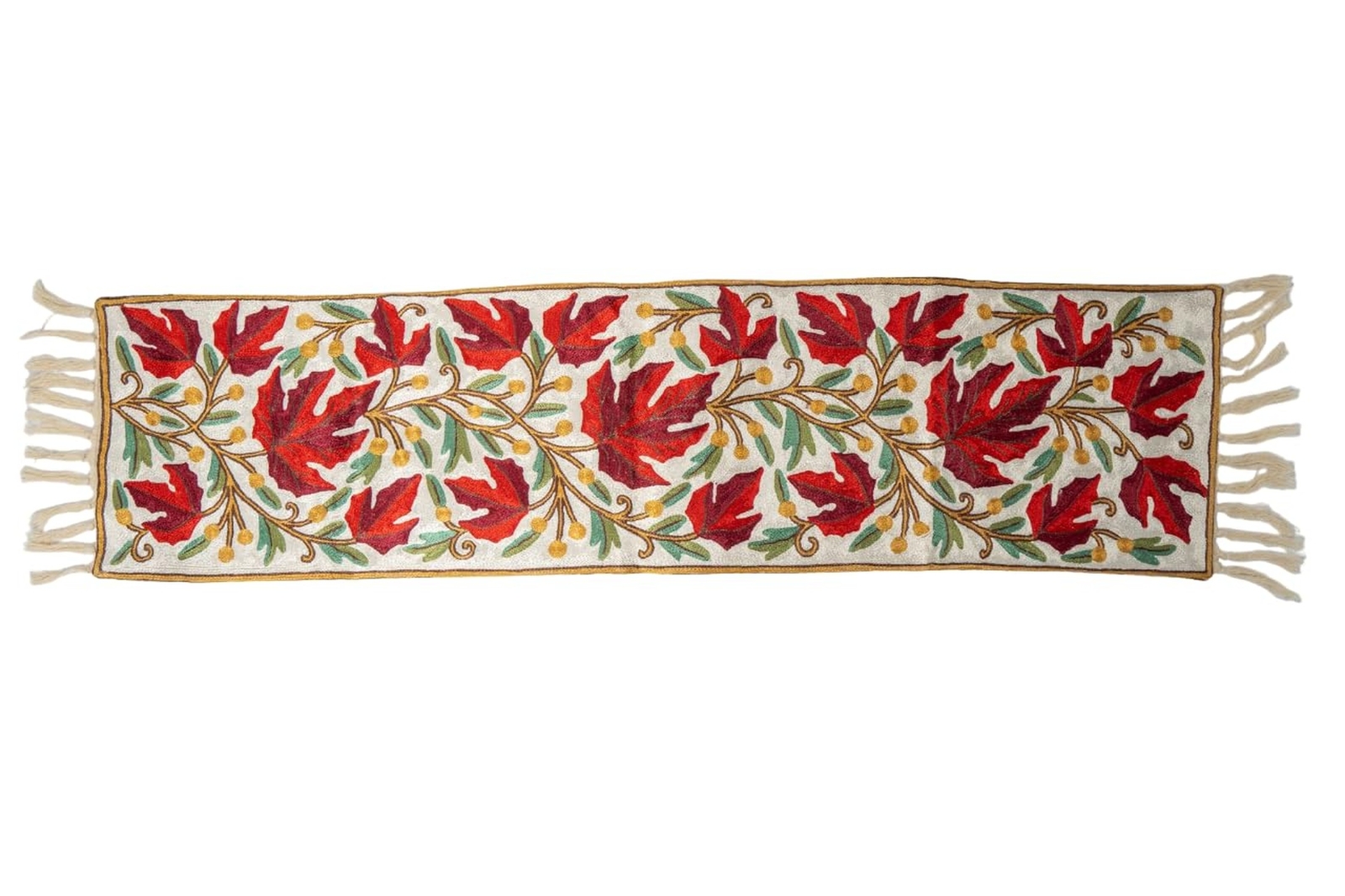 Hand Aari Embroidered Chain Stitch Rug - 1ft x 4ft - Unique Cotton Design, Du... gallery