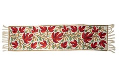 Hand Aari Embroidered Chain Stitch Rug – 1ft x 4ft – Unique Cotton Design, Du…
