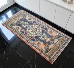 Vintage Small Turkish Rug 2×4 ft Hand-Made Wool DoorMat Kitchen Enrty Bath Decor
