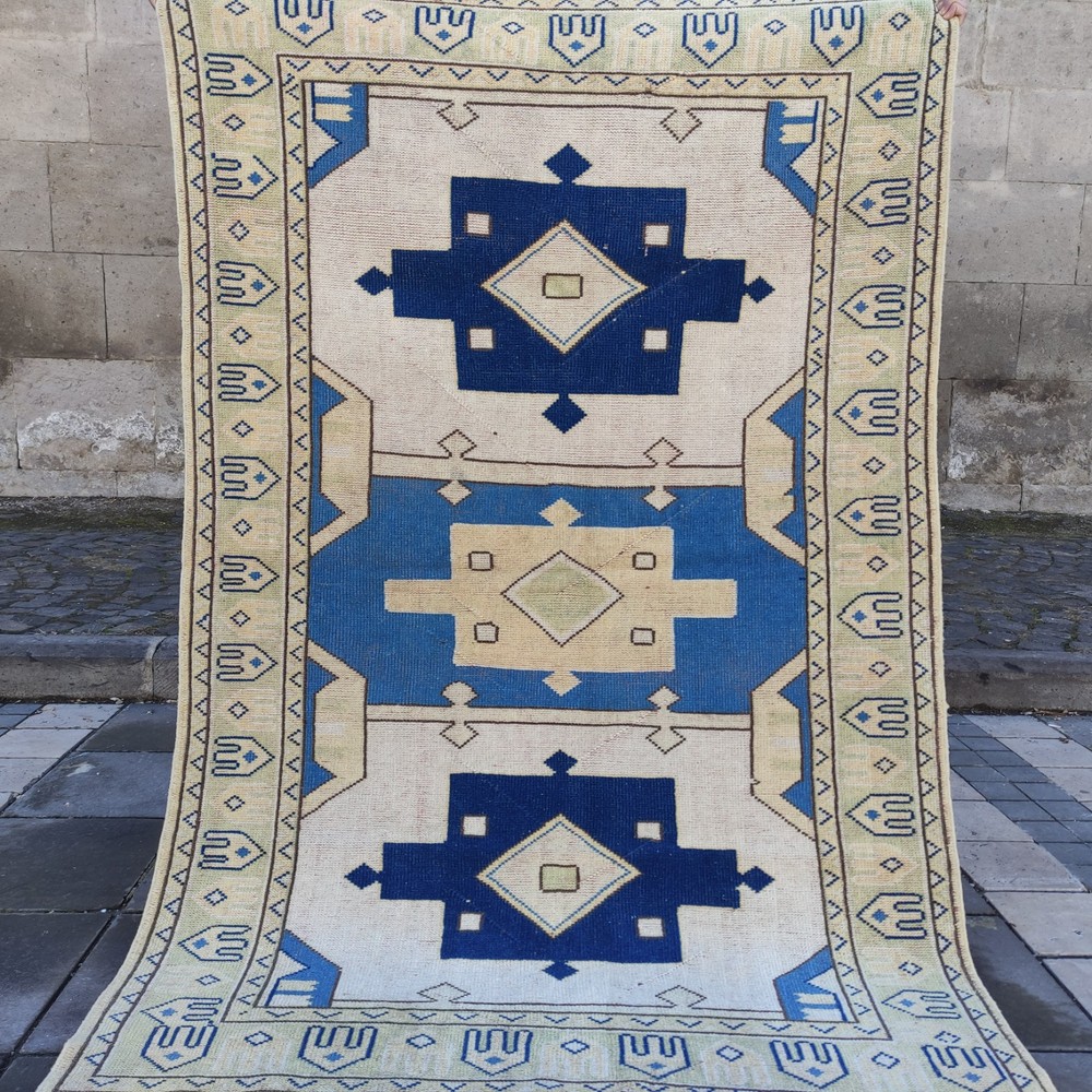 Turkish Vintage Nomad Area Rug 4.53 x 6.89 ft , 5x7 Handmade carpet 138 x 210 cm