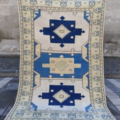 Turkish Vintage Nomad Area Rug 4.53 x 6.89 ft , 5×7 Handmade carpet 138 x 210 cm