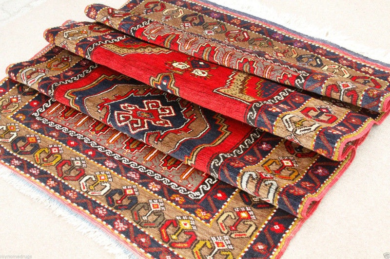 Lovely 1900-1939s Tent Woven Multi-Colored Wool Dowry Area Rug 4’3”x 8’ gallery