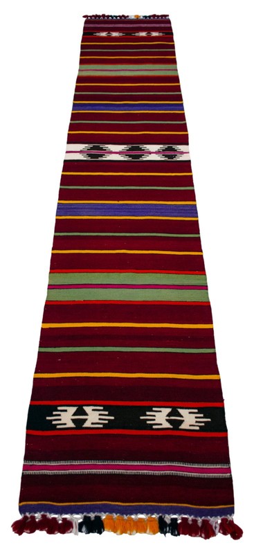 Hand MADE Turkish Rug Kilim Runner Short Narrow Hallway Rug 1.10 x 9.10 Ft gallery