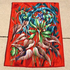 Dirk Holger 1970s MCM “Tangled Bloom” Aubusson Tapestry (Rug) 41″X56.5″ Ex-Cond