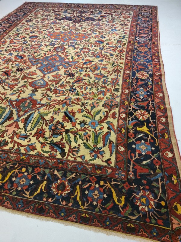 Antique Oriental Hand-Knotted Wool Area Rug Unique Bakhtiari Ivory 11'5" x 16'3" gallery