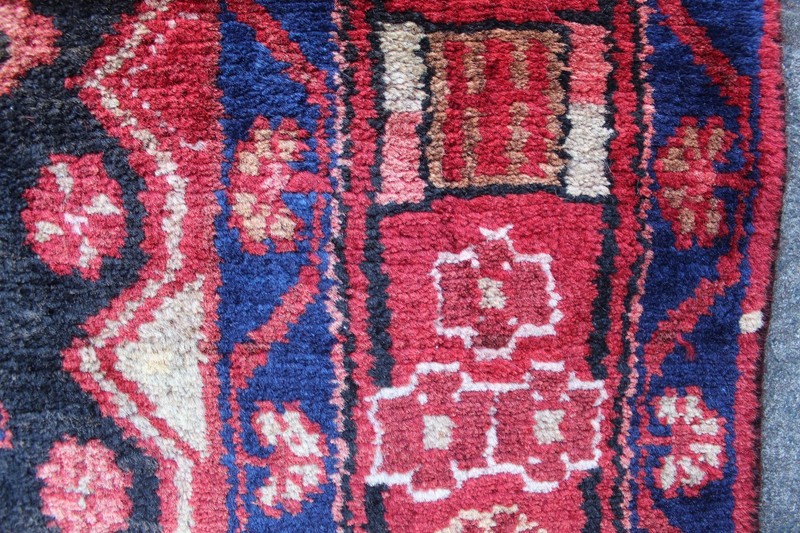 Vintage Hand Made Traditional Oriental Wool Red Black Long Runner 467x104cm gallery