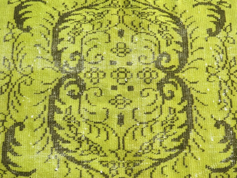 Vintage Rug, Area Rugs, Handmade Carpet, Green Overdyed Rug, Wool Rug 61"x105" gallery
