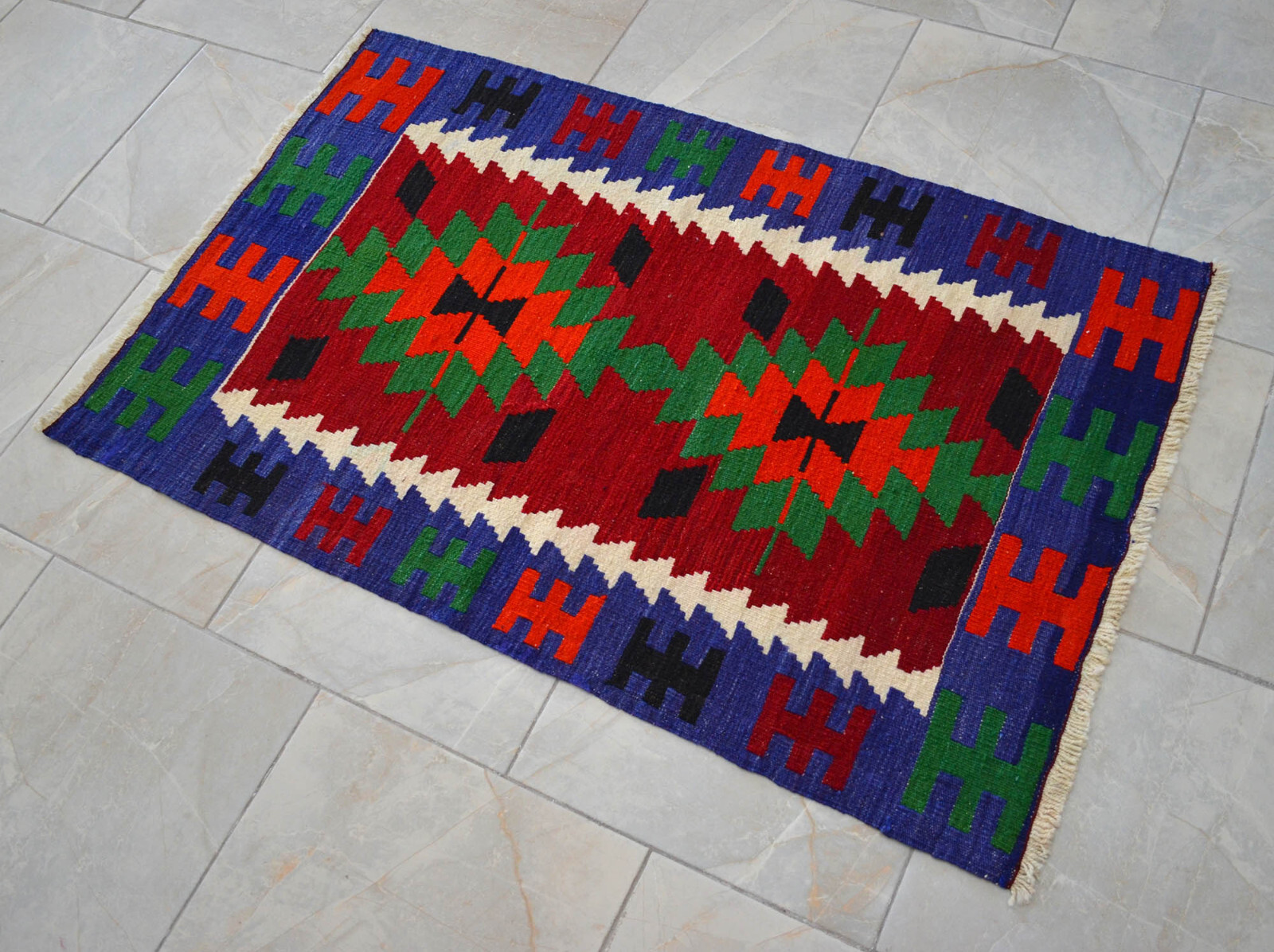 3x4 ft Rug OUSHAK RUG Hand Woven Vintage Turkish Kilim Rug Flat Weave Wool Rug gallery