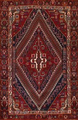 Vintage Room Size Area Rug 6×10 Rust Red Wool Tribal Geometric Classic Carpet
