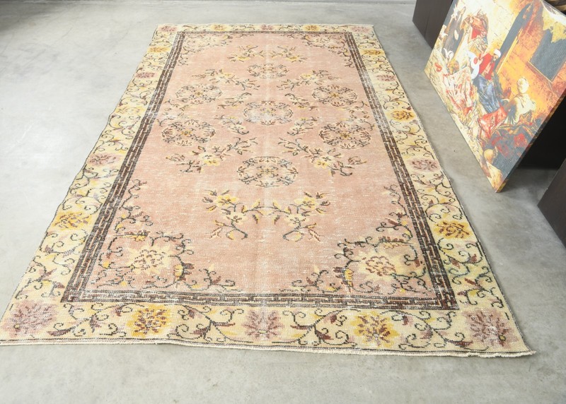 6x10 Turkish Antique Large Wool Rug Hand-Knotted Neutral Vintage Oushak Rug,164 gallery