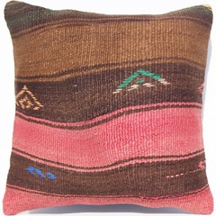 Turkish Wool Cushion Wide Stripes Design home decor textile art 16″ x 16″