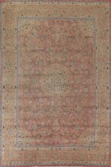 Distressed Floral Area Rug 10×13 Hand-knotted Wool