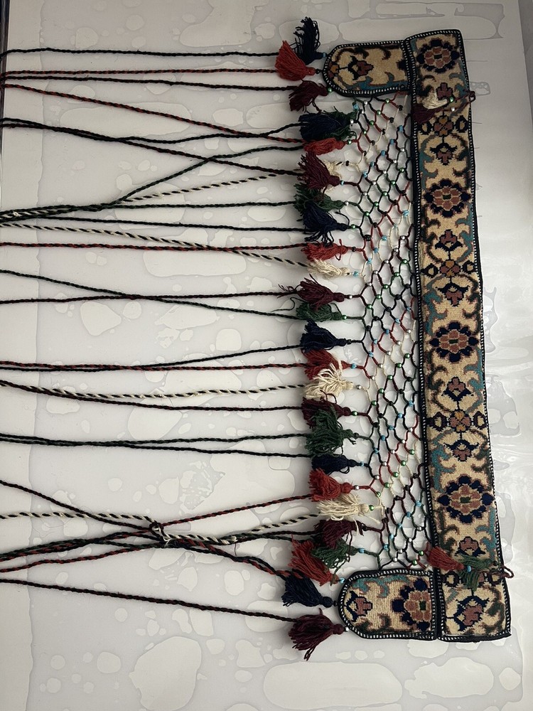 Vintage Beautiful Hand Knotted Afghani Tribal Door Hanging Wool Jalar 99x24cm