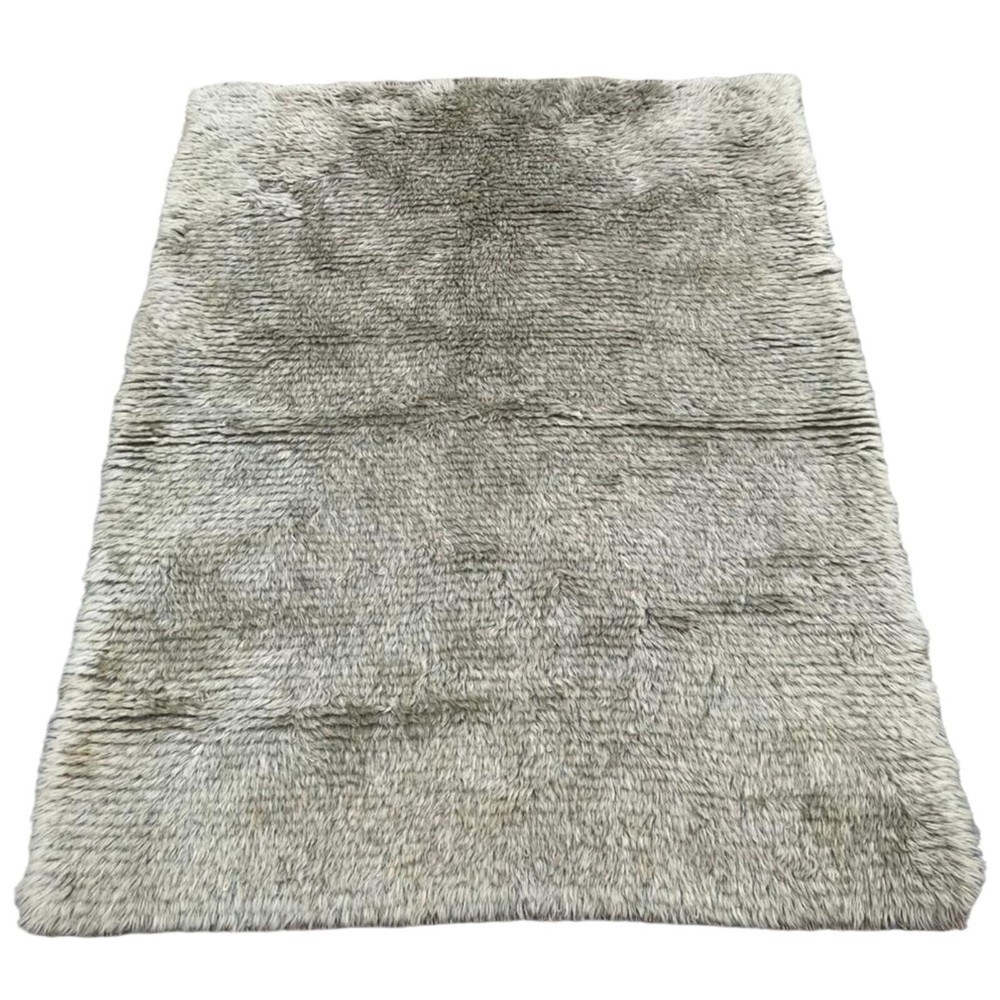 Vintage Swedish Mid Century Rya Rug Scandinavian Wool Flokati Carpet 3'7x4'7 ft