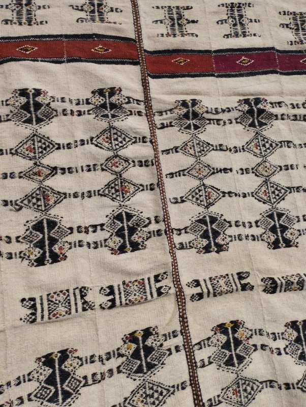 Vintage Traditional Oriental Fulani Multicolor Wool Kilim Rug Carpet 233x141 cm gallery