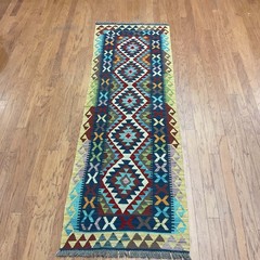 Afghan Hand-woven Mimana Kilim 100% Wool Area Rug (7’11” x 2’7″)