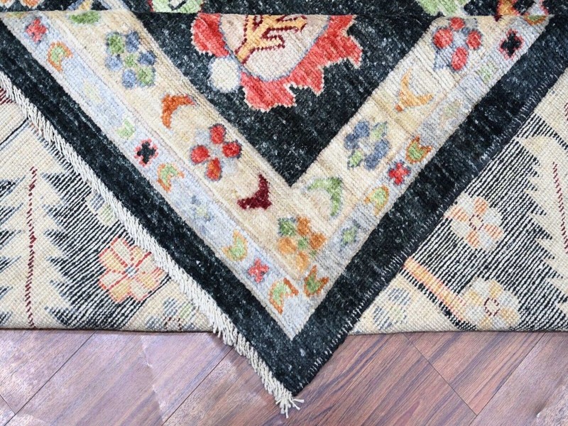 11'10" x 15'4" Charcoal Black, Pure Wool Angora Pile Legendary Oushak Rug gallery