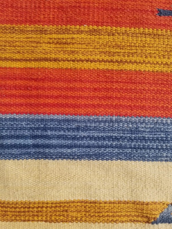 Vintage Handmade Traditional Geometric Beige Red Kilim Rug Carpet 4.6x2.1ft gallery