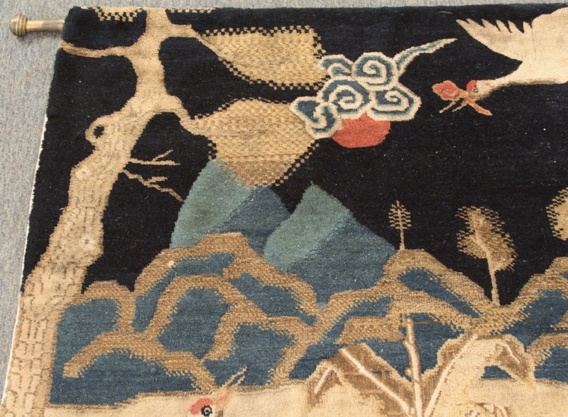 1920 Chinese Hand Knotted Wool Wall Hanging Rug Birds Pictorial Antique Deer gallery